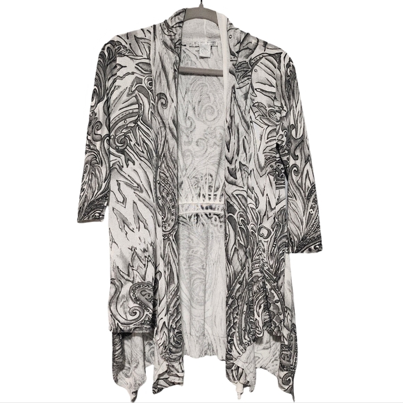 ALBERTO MAKALI Open Front Knit Cardigan Size XL ART TO WEAR Flowy Abstract Artsy - Picture 1 of 12